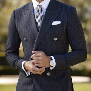 Classic Navy Pinstripe Double-Breasted Suit
